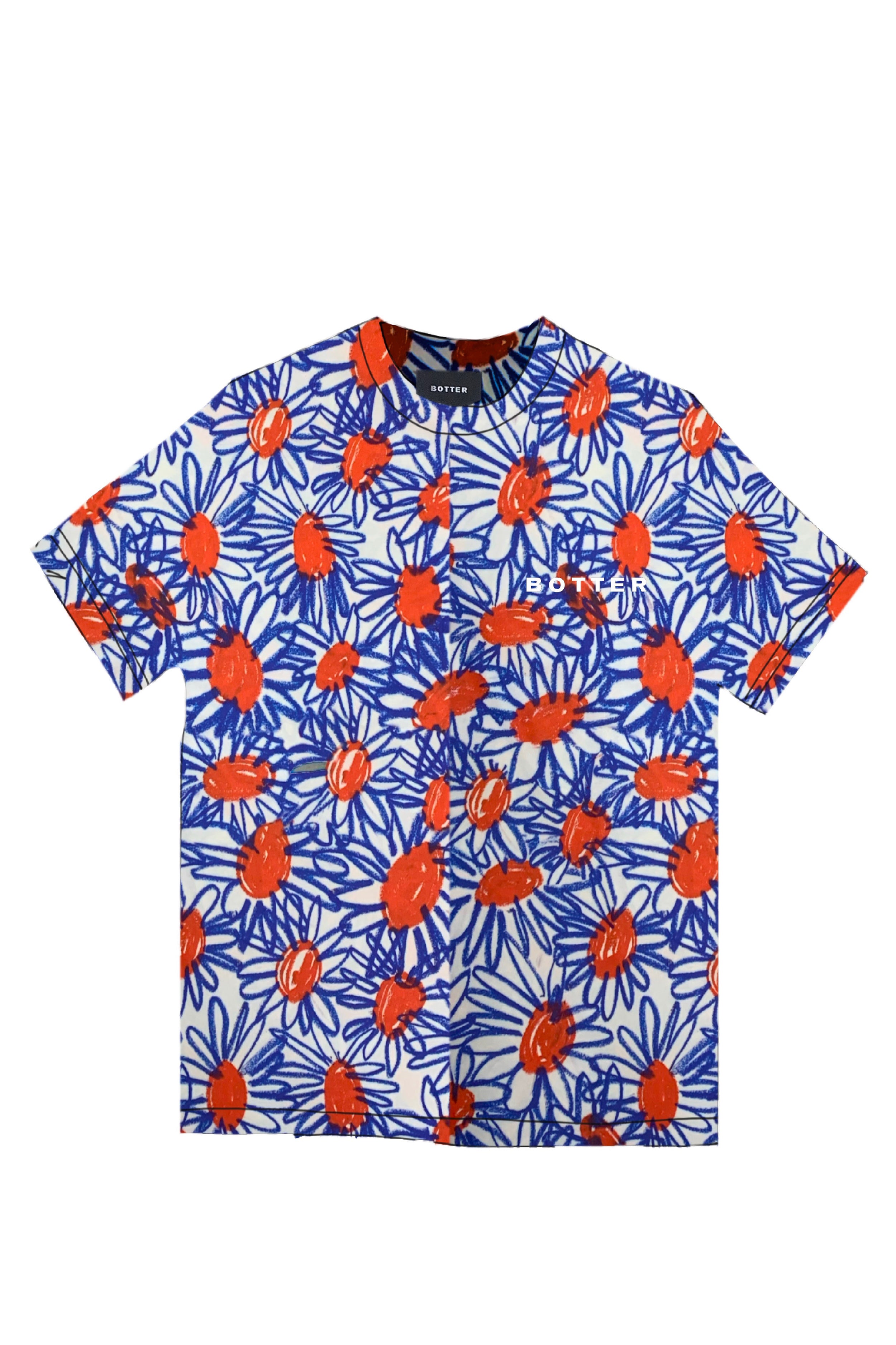 T-Shirt Short Sleeve Flower Print Botter White